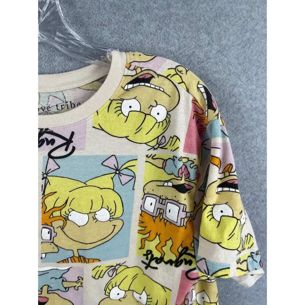 Love Tribe Nickelodeon Rugrats Shirt Youth XL Beige All Over Print‎ Short Sleeve
